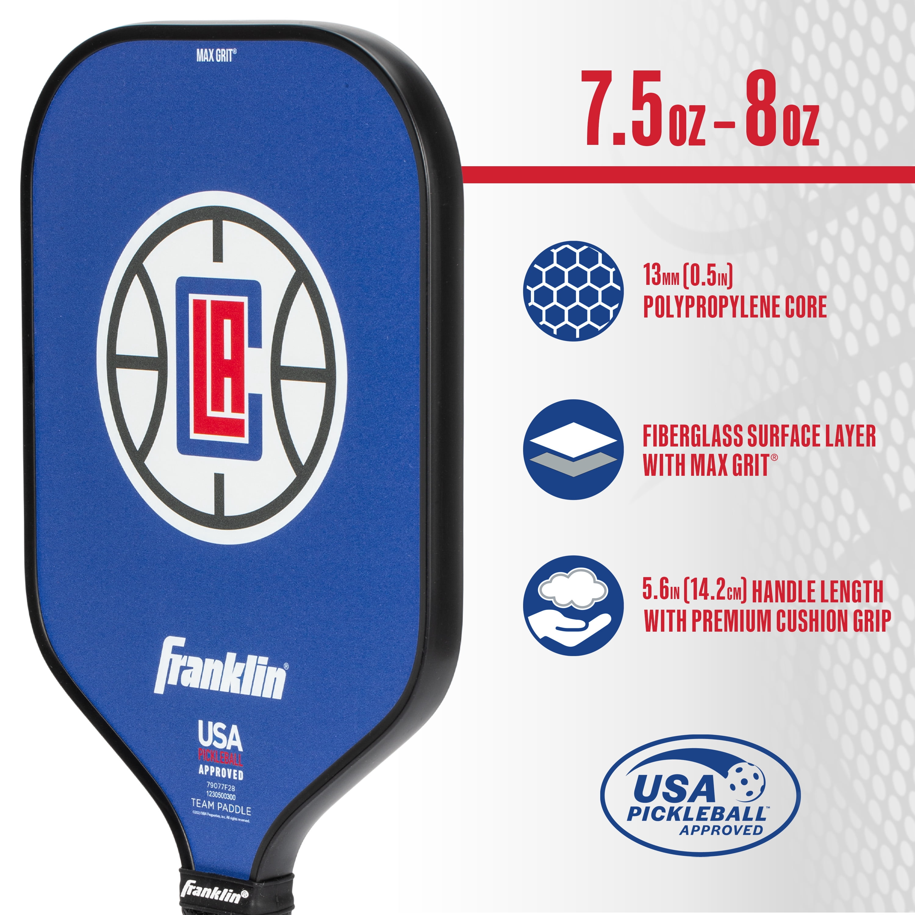 Franklin Sports NBA Los Angeles Clippers Pickleball Paddle - Official NBA Team Pickleball Paddles - USAP (USAPA) Approved Premium Quality Pickleball Paddles - Authentic Team Logos + Colors