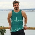 thumbnail image 6 of Gukieu ECG Wave Print Men's Quick Dry Fitness Vest, Round Neck Sleeveless Fitness Bodybuilding Top-3X-Large, 6 of 7