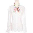 thumbnail image 2 of INSPIRE CHIC Women's Floral Printed Cotton Blended Scarves, 21.7" Small Square Flowers Headscarf Neckerchief Lemon Strawberry, 2 of 5