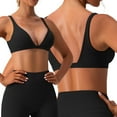 thumbnail image 2 of Moclever Women Deep V-Neck Sports Bra, Padded Strappy Crop Open Back Sports Bra with Removable Pads for Running Gym Yoga, 2 of 12