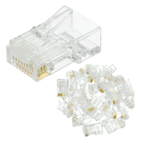 30pcs Cat6 RJ45 Pass Through Connectors, RJ45 Crimp Connector 8P8C Gold Plated Plugs