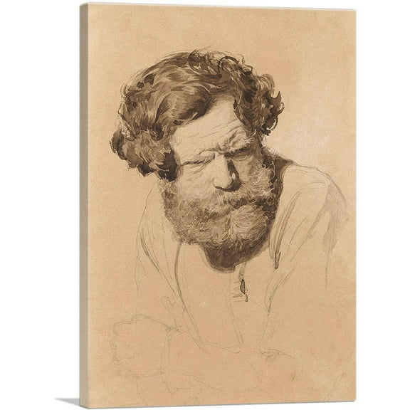 ARTCANVAS Portrait Of a Russian Peasant 1912 Canvas Art Print by Ilya Repin - Size: 12" x 8" (0.75" Deep)