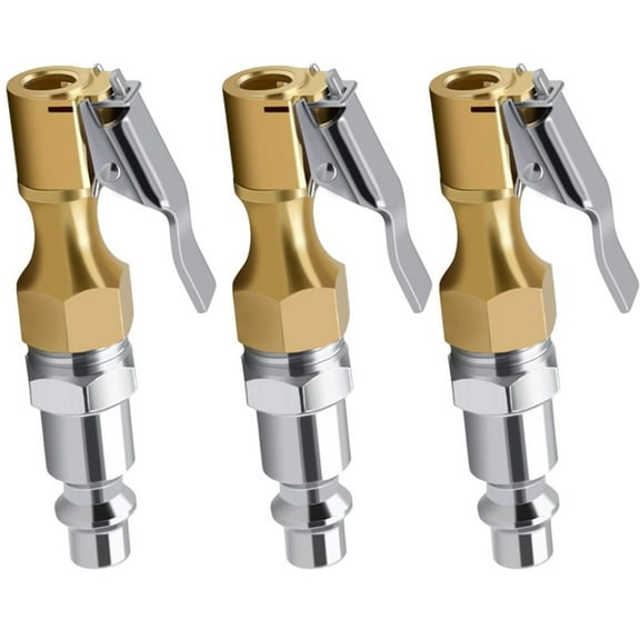 GUYUTING 3 Pcs Lock On Tire Inflator Air Chuck 1/4 NPT 250 PSI Brass Steel for Schrader Valves for Car Bike Motorcycle and Sports