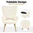 thumbnail image 6 of Wubio Accent Chair, Modern Boucle Vanity Chair with High Back and Wood-Tone Metal Legs, Sherpa Chair for Living Room, Home Office, Ivory, 6 of 10