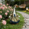 thumbnail image 5 of Colorful Floral Green Blue And Sky Blue White Goose Outfit Set M 23 Inch - 23 Inch Size For Spring Porch Festive Holiday Decor - Home Outdoor Spring Festival Decor Accent, 5 of 7