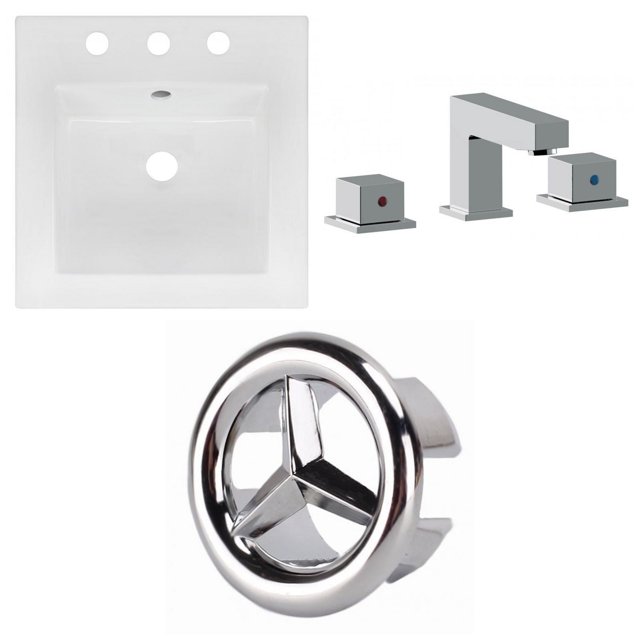 American Imaginations 24-in. W 3H4-in. Ceramic Top Set In White Color - Overflow Drain Incl. AI-24558