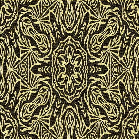 Ahgly Company Machine Washable Indoor Square Transitional Metallic Gold Area Rugs, 4' Square