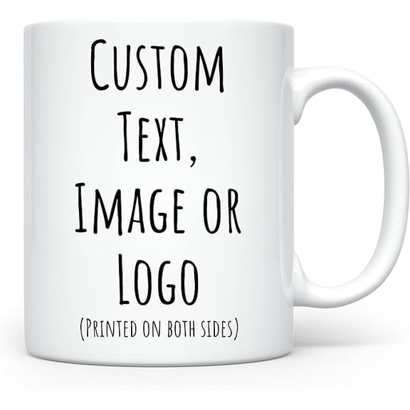 Coffee Mug | Custom Photo Text and Logo Ceramic Mug | Customized 11 Oz Tea Cup for Men & Women | Unique Gift Idea - Taza Personalizadas Design with Picture or Message | White