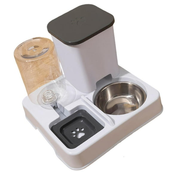 AOOOWER Pet Food Water Dispenser 2In1 Stainless Steel Elevating Design NonSlip Waterer Bowl Dog Home Office Use