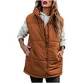 thumbnail image 3 of DYTTDG Women's Winter Solid Color Cotton Sleeveless Casual Jacket Cardigan Coat Zipper Top Hoodless Casual Coat Jacket with Pockets on Clearance, 3 of 5