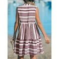 thumbnail image 3 of Cupshe Women's V Neck Beach Dress Ruffle A Line Geometric Pattern Striped Mini Summer Dresses, Size XS-XXL, 3 of 4