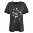 thumbnail image 4 of Puntoco Blusa de manga corta con estampado de calavera, sol y luna, estilo vintage, para mujer Puntoco Puntoco-3322, 4 of 9