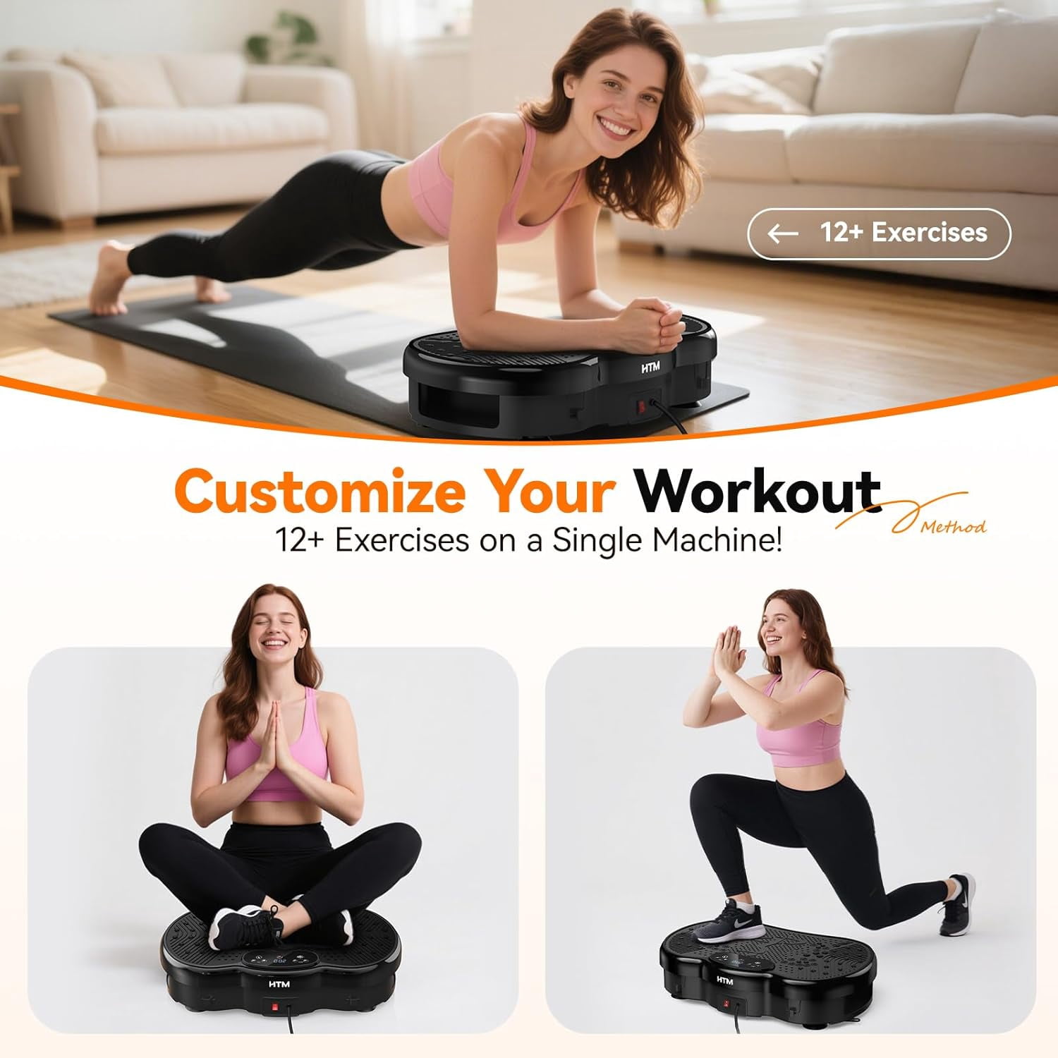 Vibration Plate Exercise Machine - 300 lbs Capacity, 120 Speeds, 9 Modes for Home Fitness & Muscle Toning