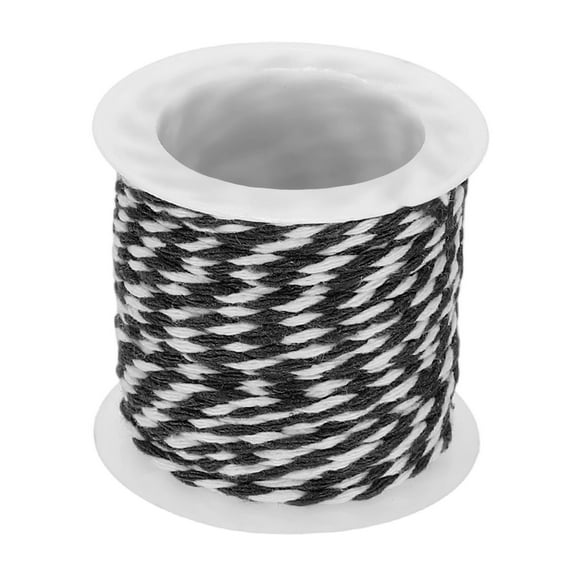 1.5mm Colorful Braided Cotton Cord, 11 Yards White/Black Bakers Twine Cotton 4-Ply Rope String for Friendship Bracelet Making, DIY Crafts Jewelry Wrapping Decor Supply