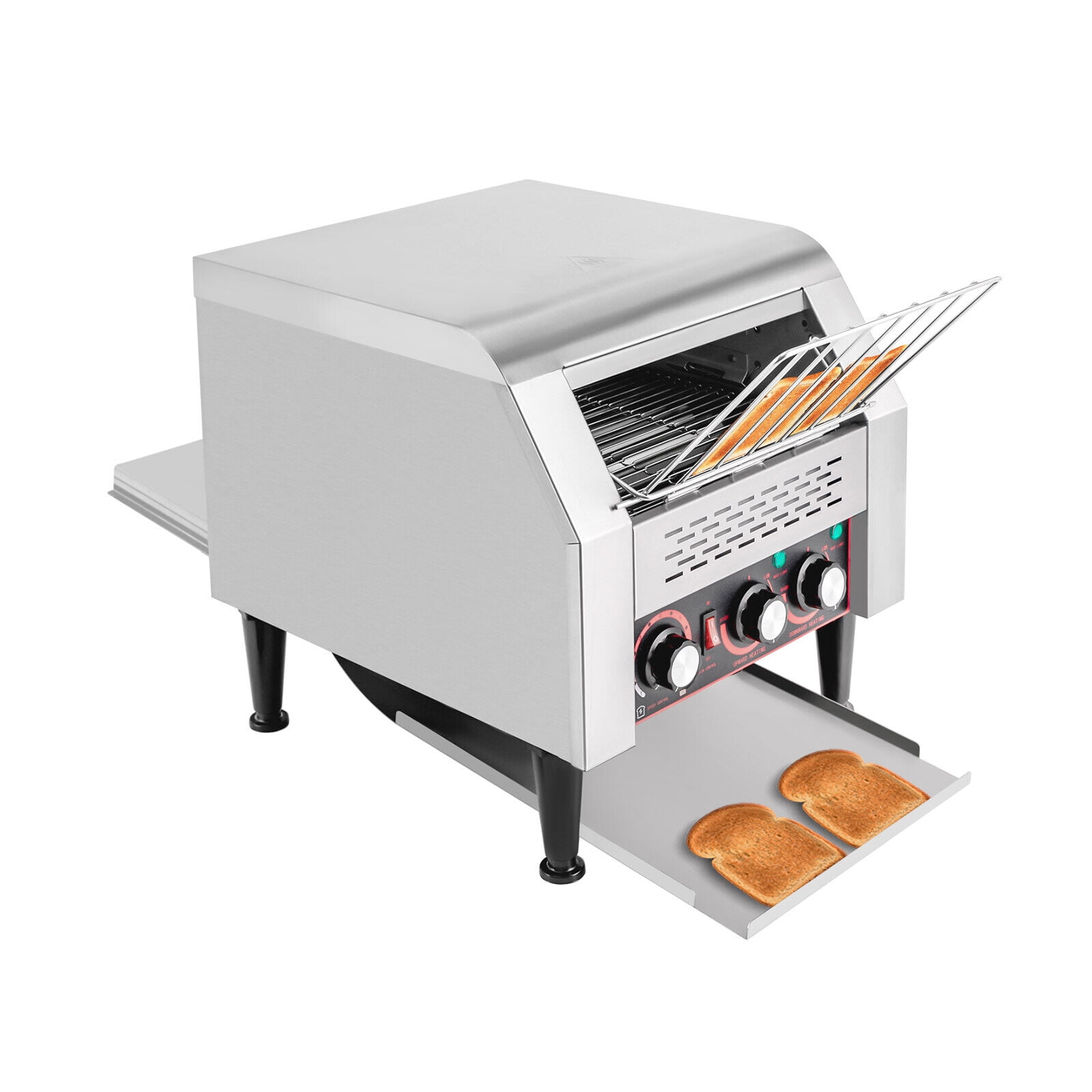 Commercial Toaster , 2200W Conveyor Restaurant Toaster, Heavy Duty Stainless Steel Conveyor Toaster, Heavy-Duty Industrial Toasters w/Double Heating Tubes for Bun Bagel Bread，300 Slices/Hour