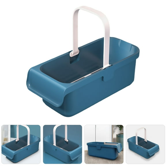 STRANDCHIC Durable Construction Cleaning Bucket Rectangular Blue Plastic for Floor Cleaning 1Pack