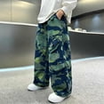 thumbnail image 6 of Xijirk Girls Casual Long Pants Print Loose Straight Wide Leg Denim Style Trousers for Kids,13-14 Years, 6 of 6