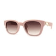 thumbnail image 1 of Womens Slim Rectangle Horn Rim Jewel Metal Hinge Plastic Sunglasses Pink Brown, 1 of 4