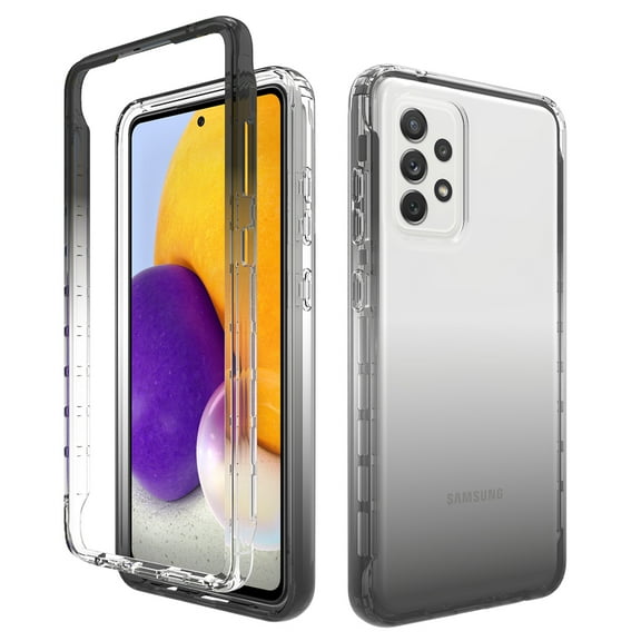 Mantto Samsung A52 Case 5G/4G, Full Body Clear Protection Case - Shock Proof edges Slim Hybrid Back Silicone Rubber TPU Bumper Gradient Phone Case for Samsung Galaxy A52 5G/4G - Black