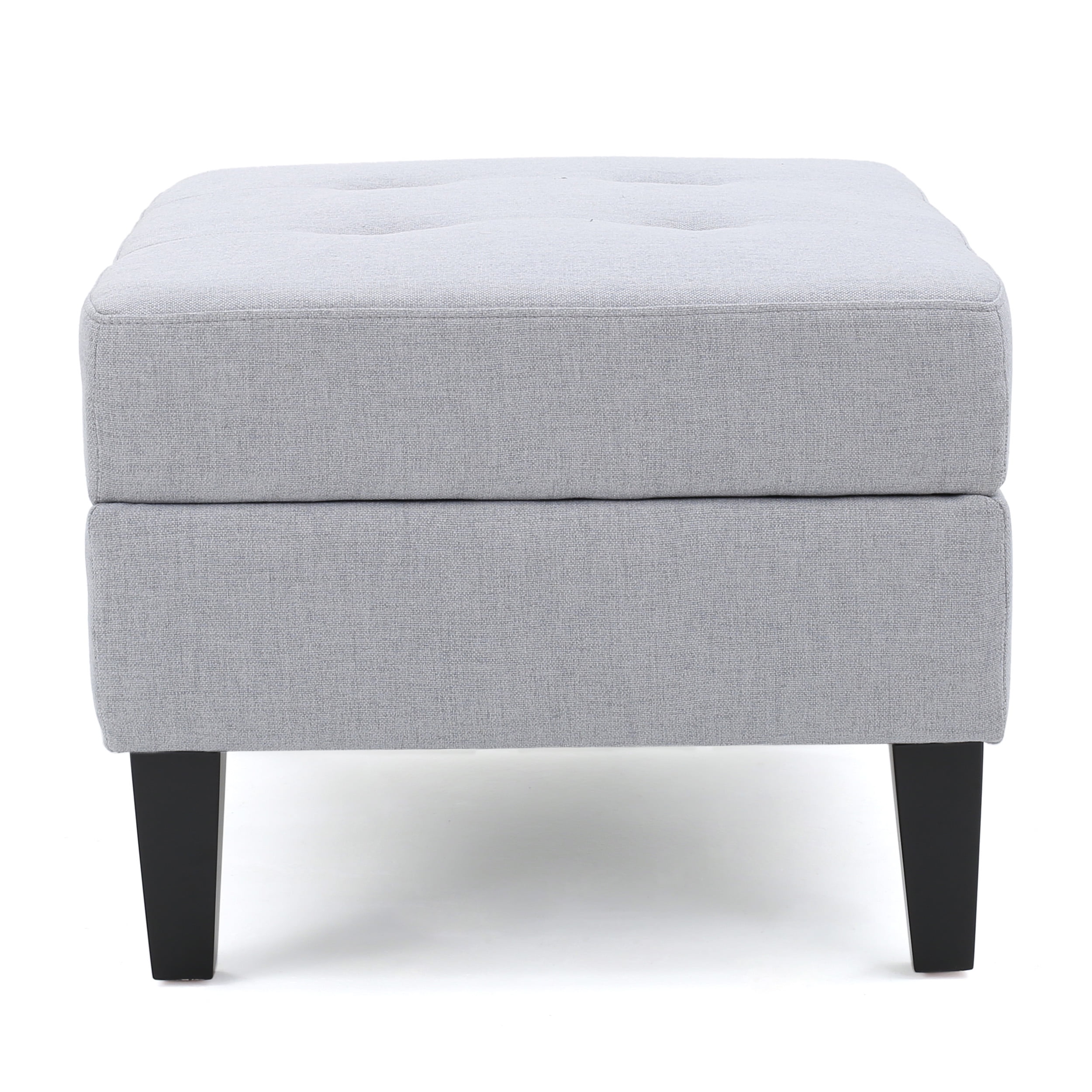 Noble House Sofija Fabric Storage Ottoman, Light Grey