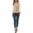 thumbnail image 2 of MODA NOVA Juniors Zip Up Jacket with Pockets Sleeveless Anorak Utility Vest Khaki L, 2 of 6