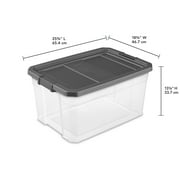 Sterilite 76 Quart Stacker Storage Bin, Clear Plastic Storage Container with Latch Lid, Durable, Dark Gray