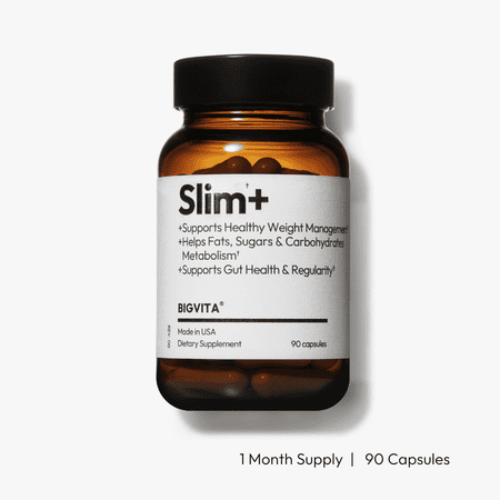 BIGVITA Slim+ | Supports Healthy Metabolism, Gut Health - Vegan, Hormone-Free, 90 Capsules