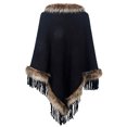 thumbnail image 4 of Elainilye Fashion Women's Fall Winter Scarf Classic Tassel Scarf Leisure Artificial Fur-Collar Warm Tassel Cape Scarf Gifts for Ladies,Black, 4 of 4