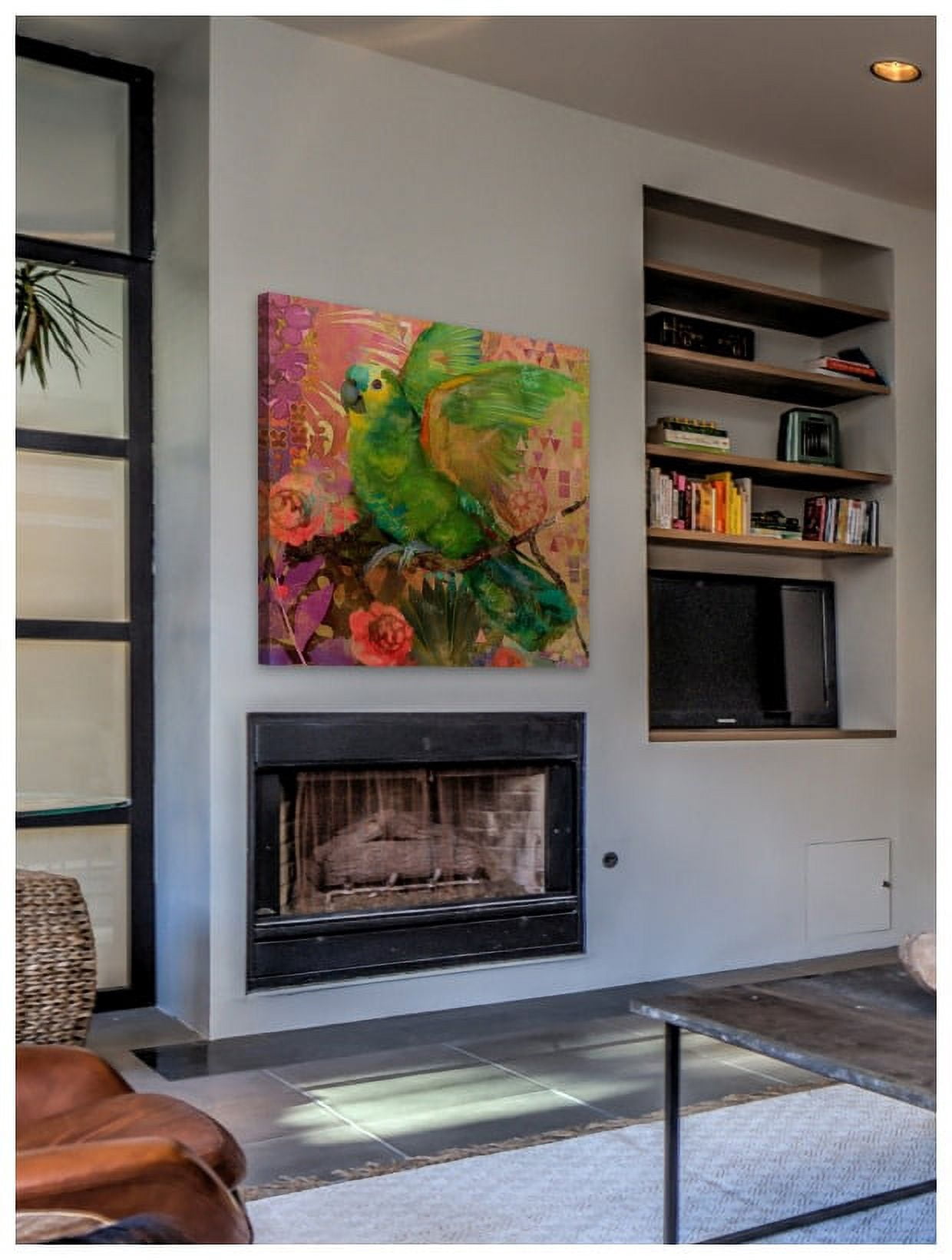 "Great Green Parrots" Painting Print on Wrapped Canvas