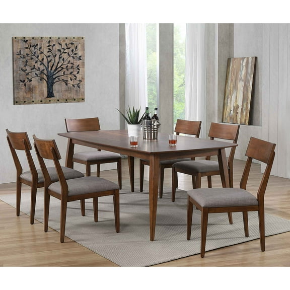 Rectangular Dining Table Set for 6 - 7 Piece Modern Dining Room Table with Cushioned Seats