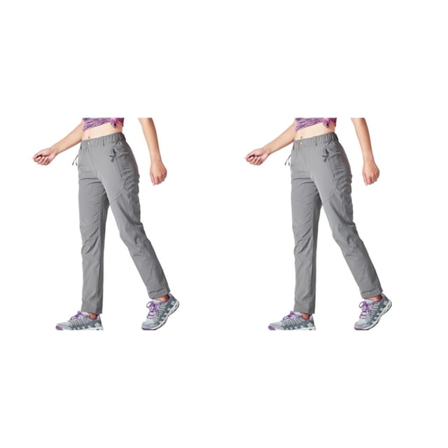 Pantalones de Senderismo Jumpingount para Mujer Secado Rápido Gris 2piezas