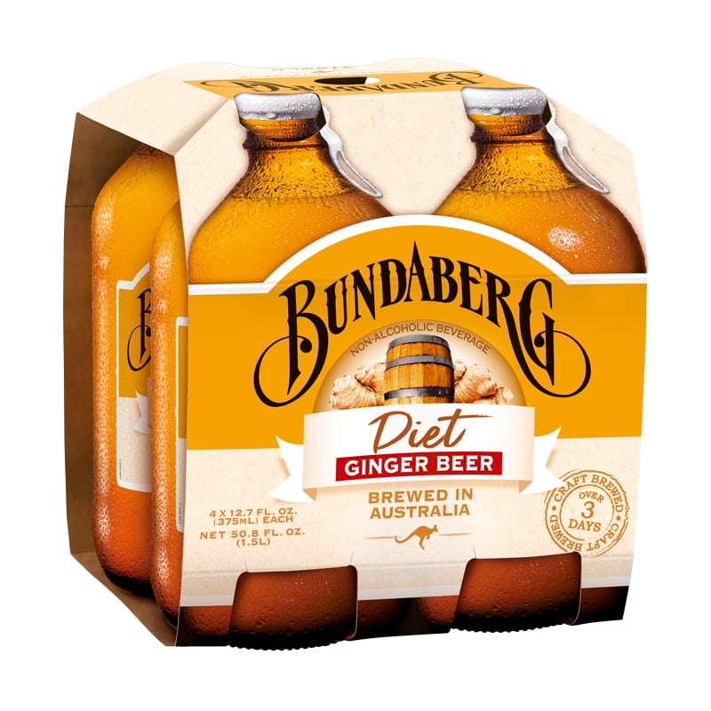 Bundaberg Brewed Diet Ginger Beer Drink, 6.8 oz, 4 Pack