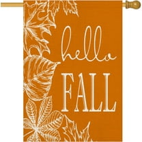Hello Fall Maple Leaves House Flag Burlap Vertical Double Sided 28x40 Inch Orange Autumn Leaf Large Outside Flags Thanksgiving Harvest Home Farmhouse Outdoor Decoration