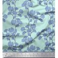 thumbnail image 1 of Soimoi Modal Satin Fabric Yellow Blue Flower Floral Print Sewing Fabric Yard 42 Inch Wide, 1 of 1