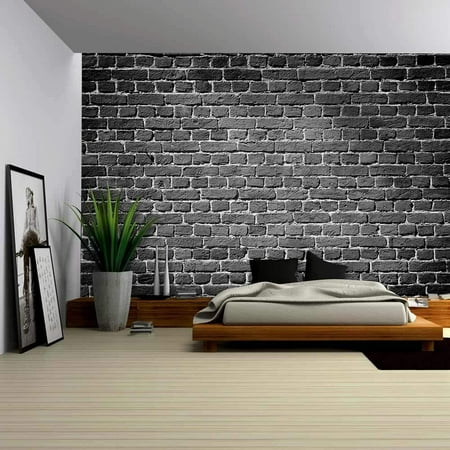 wall26 Old Dark Brick Wall, Texture Background - Removable Wall Mural | Self-Adhesive Large Wallpaper - 66x96 inches