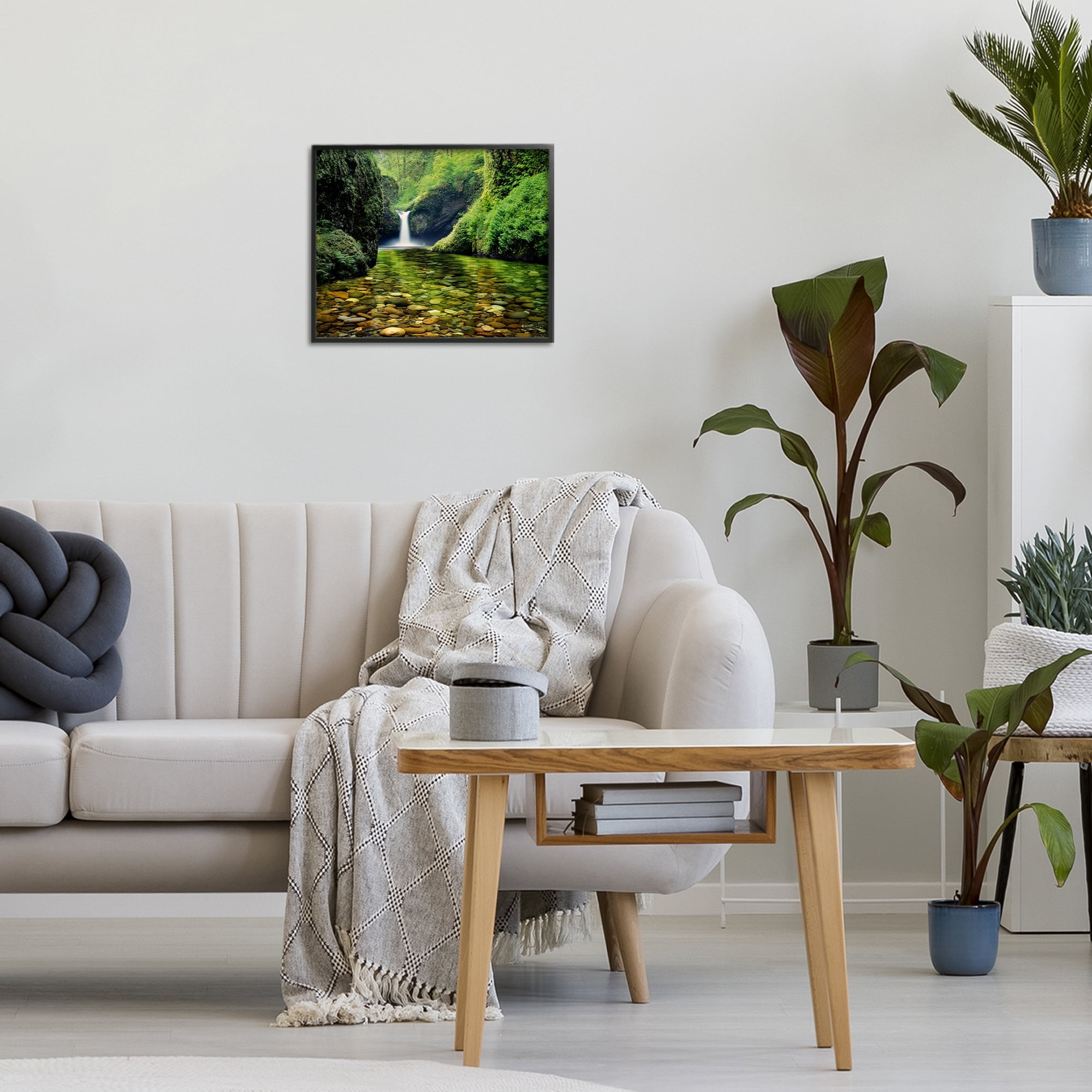 Stupell Industries Punchbowl Falls in Emerald Forest Black Framed Giclee Art, design by Dennis Frates