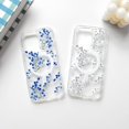 thumbnail image 2 of XUCP-Compatible avec Étui iPhone 13 Pro Transparente Magnétique Compatible avec MagSafe Fleurs Mignonnes Feuilles Florales pour Femmes Filles Étui Arrière Rigide PC Antichoc Protectrice - Bleu, 2 of 4