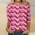thumbnail image 2 of Womens 3/4 Length Sleeve Tops 2024, Valentines and Casual Fashion Style Shirts Crew Neck Loose-Fitting Blouses, 2 of 4