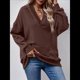 thumbnail image 4 of Sudadera con Capucha para Mujer, Cuello en V, para Invierno y Otoño. Color Café L, 4 of 8