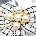 thumbnail image 3 of Classic plaid printed bow brooch canvas pearl bow tie, 3 of 4