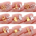 thumbnail image 2 of Colgantes huecos de acero inoxidable con temática de Halloween, colgantes de Calavera, calabaza, vampiro, murciélago, bruja, araña y fantasma para joyería, lote de 5 unidades, 2 of 4