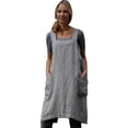 thumbnail image 2 of MRULIC dresses for women 2022 Women Cotton Linen Pinafore Square Cross Apron Garden Work Pinafore Dress Women's Casual Dress Grey + XXL, 2 of 9