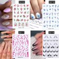 thumbnail image 2 of PFDDRW Nail Art Stickers Transfers Decals Spring Summer Blue Flowers Floral Fern, 2 of 8