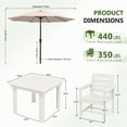 thumbnail image 3 of KINGYES 5-Piece HDPE Outdoor Dining Set for 4, Square Patio Table & Armchairs with Umbrella Hole, All-Weather Patio Dining Set for Backyard, Garden, Lawn & Poolside, White, 3 of 8