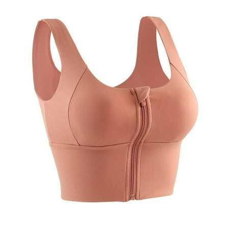 

ANXINDABX XS Women Zipper Sports Bra Gym Workout Underwear Push Up Yoga Crop Top Athletic Vest Fitness Shirt Sportswear