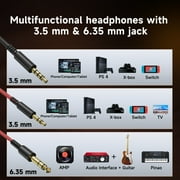 OneOdio Wired Headphones Professional Studio Headphones for Podcast Mixing Recording | In-Line Mic & 3.5/6.35mm Dual Plugs-Pro-50 Black