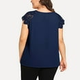 thumbnail image 3 of 2026 ! asdoklhq Womens Plus Size Fashion Womens Plus Size Solid O-Neck Floral Lace Shoulder T-Shirt Tops Blouse, 3 of 9