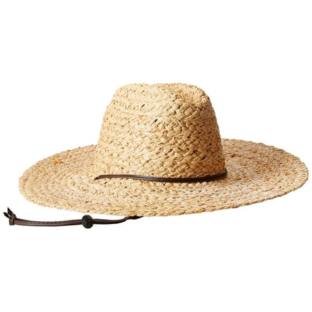 Kong Natural Straw - Scala Raffia Men's Lifeguard Straw Hat With Chin Cord Natural S/M
