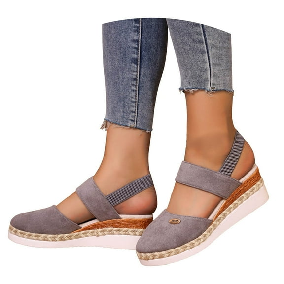 IUJSOY Espadrilles for Women Closed Toe Wedge Sandals Comfort Arch Support Slingback Heels