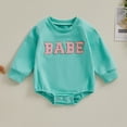 thumbnail image 2 of Okbabeha Baby Girl Boy Long Sleeve Sweatshirt Romper Letter Print Sweater Onesie Newborn Infant Jumpsuit Fall Clothes Outfits, 2 of 7
